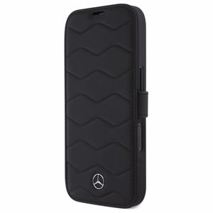 Mercedes MB Waves Leather Ümbris jaoks iPhone 16 Pro Max - must