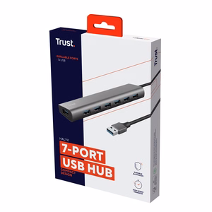 Trust Halyx Type-A 5000 Mbit/s 7 pordi USB 3.2 Gen1 jaotur hõbedane