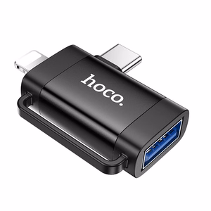 Adapter OTG 2in1 USB C / Lightning to USB A Hoco UA31F black