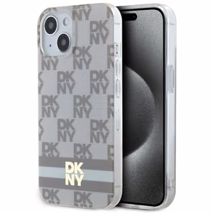 DKNY IML Checkered Mono Pattern & Printed Stripes MagSafe Ümbris jaoks iPhone 15 Plus / 14 Plus - Beige