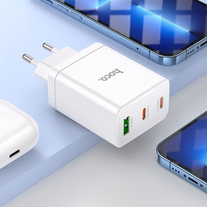 Phone charger Hoco 2 x USB C + USB A QC3.0 PD 3A 35W + cable USB C to Lightning N33 white