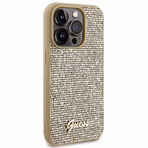 Guess Disco Metal Script ümbris jaoks iPhone 15 Pro - kuldne