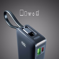 Powerbank SBS 10000 mAh 20W sisseehitatud USB-C kaabli ja digitaalse ekraaniga - tumehall