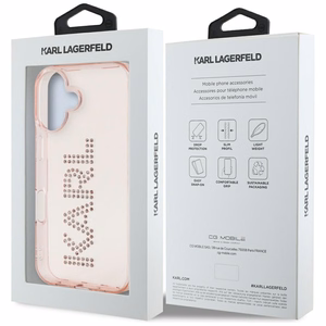 Karl Lagerfeld IML Rhinestones Logo iPhone 16 Ümbris - Roosa