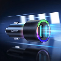 Autolaadija Joyroom "JR-CL10" must 24W (2xUSB / LED valgustusega) + "3in1" universaalne kaabel