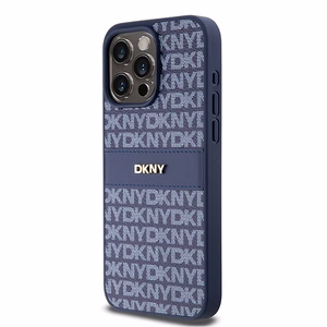 DKNY Leather Mono Stripe & Metal Logo чехол для iPhone 15 Pro Max - синий