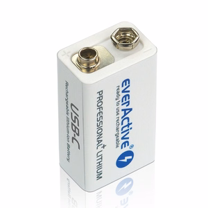 everActive 6F22/9V Li-ion 550 mAh laetav aku USB Type-C-ga