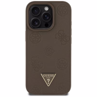 Guess Grained Hot Stamp Peony Triangle Logo MagSafe iPhone 16 Pro Ümbris - Brown
