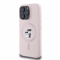 Karl Lagerfeld Silicone Karl&Choupette Heads MagSafe Ümbris jaoks iPhone 16 Pro Max - Roosa