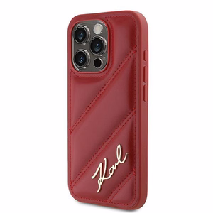 Karl Lagerfeld Diagonal Quilted Script ümbris jaoks iPhone 15 Pro - punane