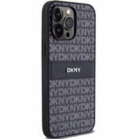 DKNY Leather Mono Stripe & Metal Logo ümbris jaoks iPhone 14 Pro - must