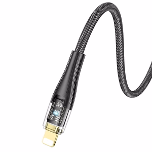 Кабель USB C to Lightning Hoco PD 27W 1,2 m U121 черный прозрачный