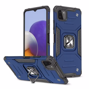 Wozinsky Ring Armor Case Kickstand Tough Rugged Cover for Samsung Galaxy A22 4G sinine