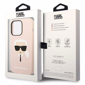 Karl Lagerfeld KLHMP14XSLKHLP iPhone 14 Pro Max 6.7" жёсткий чехол светло-розовый/светло-розовый Silicone Karl`s Head MagSafe