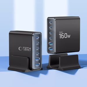 Tech-Protect DC160W-GAN 6-portiline 160W seinalaadija - must