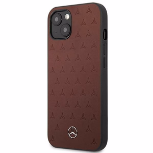 Mercedes nahast tähtede mustriga ümbris iPhone 13 mini jaoks - punane