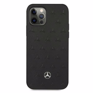 Mercedes nahast tähtede mustriga ümbris iPhone 12 Pro Max'ile - must