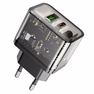 Зарядное устройство для телефона Hoco USB A + USB C QC3.0 PD 3A 20W N34 прозрачное