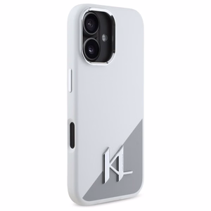 Karl Lagerfeld Silicone Initial Metal Logo MagSafe iPhone 16 Ümbris - valge