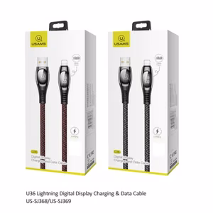 USB kaabel USAMS SJ369 - U36 must Lightning 200cm (digitaalne laadimisdisplei)