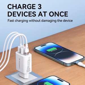 Wozinsky CWCUCW 30W USB-C / 2 x USB-A Wall Laadija - valge