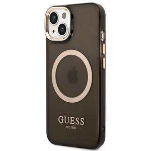 Guess GUHMP14MHTCMK iPhone 14 Plus 6.7" must/must hard ümbris kuldne Outline Translucent MagSafe