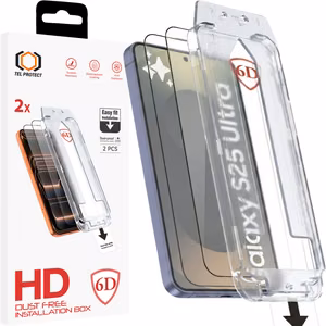 Tel Protect Dust-Free Easy Fit Full Glue 6D закаленное стекло для Samsung Galaxy S25 Ultra черное (с разблокировкой по отпечатку пальца) - 2 шт.