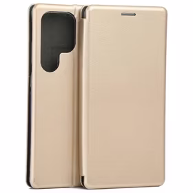 Beline raamat magnetiline ümbris Samsung S25 Ultra kuldne