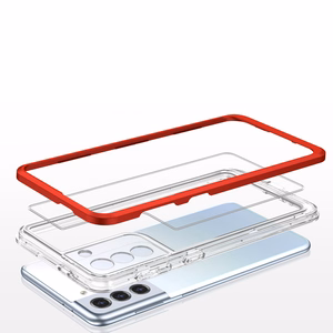 Clear 3in1 ümbris jaoks Samsung Galaxy S23 silicone cover with frame punane