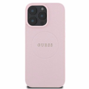 Guess MagSafe Grained Kuldne Ring iPhone 15 Pro Max Ümbris - Roosa