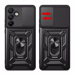 Hybrid Armor Camshield with Stand and Camera Cover jaoks Samsung Galaxy A56 - must