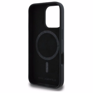 Karl Lagerfeld KLHMP16XSKCHTCK iPhone 16 Pro Max 6.9" чёрный/чёрный жёсткий чехол Silicone Karl&Choupette Heads MagSafe