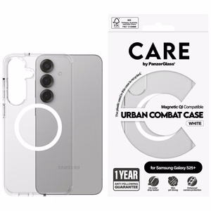 CARE by PanzerGlass Flagship Urban Combat Valge QI Ümbris jaoks Samsung Galaxy S25+ - Läbipaistev