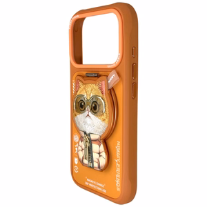 Nimmy Cool&Cute 2.0 Cat Ümbris jaoks iPhone 17 Pro with Magnetic Hanger - oranž