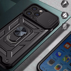 Чехол Hybrid Armor Camshield для Vivo Y16 / Vivo Y02s бронированный с защитой камеры чёрный