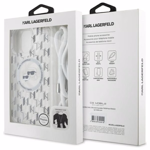 Karl Lagerfeld IML Crossbody Monogram Karl & Choupette Head MagSafe Ümbris jaoks iPhone 16 Pro - Clear