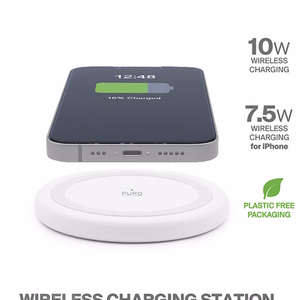 Puro Qi 10 W juhtmevaba laadimisalus Androidi ja iPhone'i seadmetele, valge