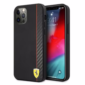 Ferrari FESAXHCP12LBK iPhone 12 Pro Max 6.7" must/must kõvakott On Track Carbon Stripe