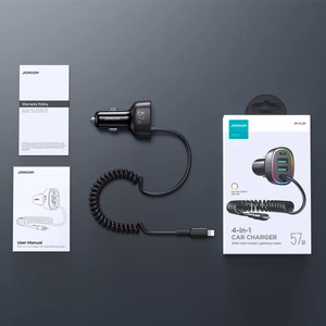 Autolaadija Joyroom "JR-CL20" must 57W (1xPD / 1xQC3,0 / LED valgustusega) + "Lightning" kaabel 160cm