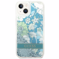 Guess GUHCP14MLFLSN iPhone 14 Plus 6.7 "roheline / roheline hardcase Flower Liquid Glitter