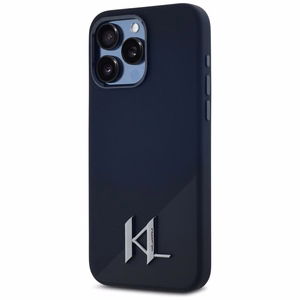 Чехол Karl Lagerfeld для iPhone 15 Pro Max совместимый с MagSafe KLHMP15XSCMKMPCK (Silicone Initial Metal Logo) чёрный