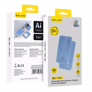 Blavec BJ-04 5000 mAh üliõhuke MagSafe-toega magnetiline akupank, 7,8 mm, USB-C, 22,5 W, kolm ühes (PBBJ04-MC5LB) (värv: helesinine; klaasviimistlus)