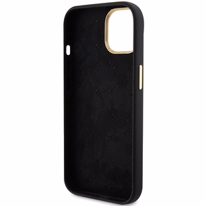Guess Silicone Script Metal Logo & Frame ümbris jaoks iPhone 15 - must