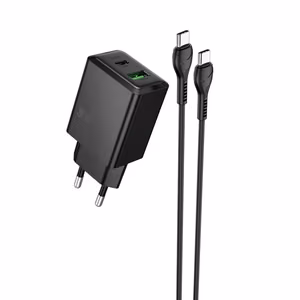 Charger Hoco N71 30W GaN USB-C/USB-A + USB-C to USB-C cable 1.0m black