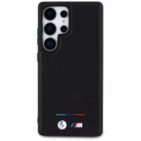 BMW Leather Tricolor Stripe MagSafena Samsung Galaxy S25 Ultra Ümbris - must