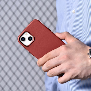 iCarer Case Naturnahast ümbris iPhone 14 Plus'ile punane (ühildub MagSafe'iga)