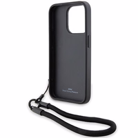 BMW Signature Leather Wordmark Cord ümbris jaoks iPhone 15 Pro Max - must