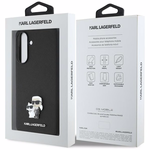 Karl Lagerfeld Saffiano Ümbris w/ K&C Metal Logo jaoks Samsung Galaxy A36 - Must