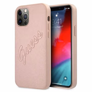Guess GUHCP12LRSAVSRG iPhone 12 Pro Max 6.7" roosa/roosa kõvakott Saffiano Vintage Script