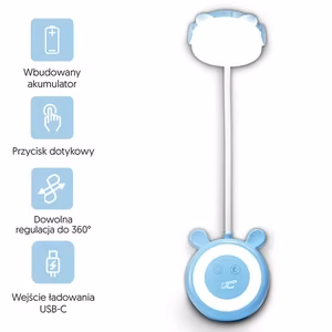 LED Teddy bear desk Lamp 3W, 3000/4500/6000K, adjustable, 1200mAh, sinine, LTC